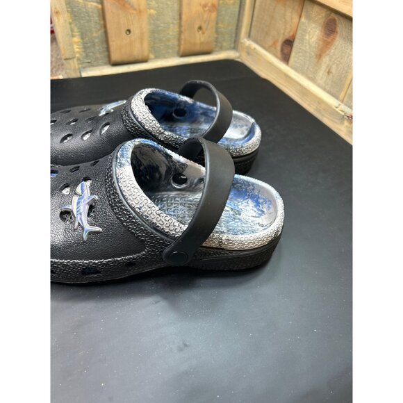 Carters Toddler Shark-Themed Black & Blue Clogs With Strap Size 4 - Picture 6 of 7